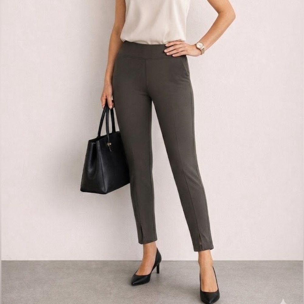 Sympli Army Green Cropped Pants Capri Stretchy Slinky High Rise size 4 Summer